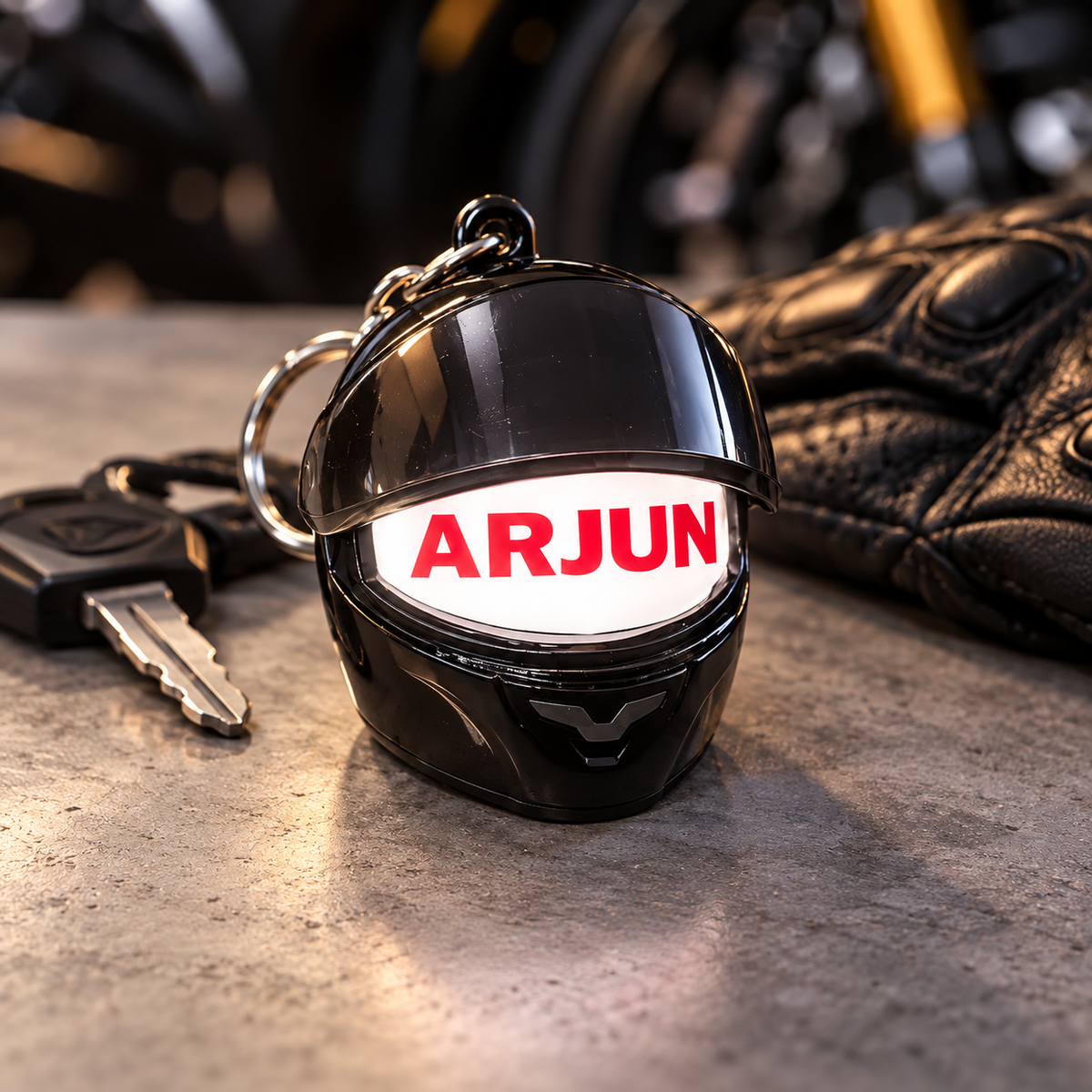 SAPETRO Personalized Smart Light-Up Helmet Keychain With Name
