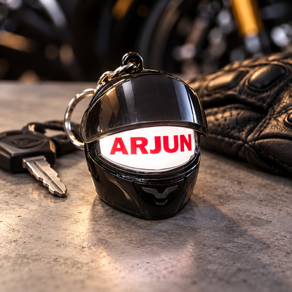 SAPETRO Personalized Smart Light-Up Helmet Keychain With Name