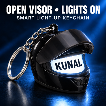 SAPETRO Personalized Smart Light-Up Helmet Keychain With Name