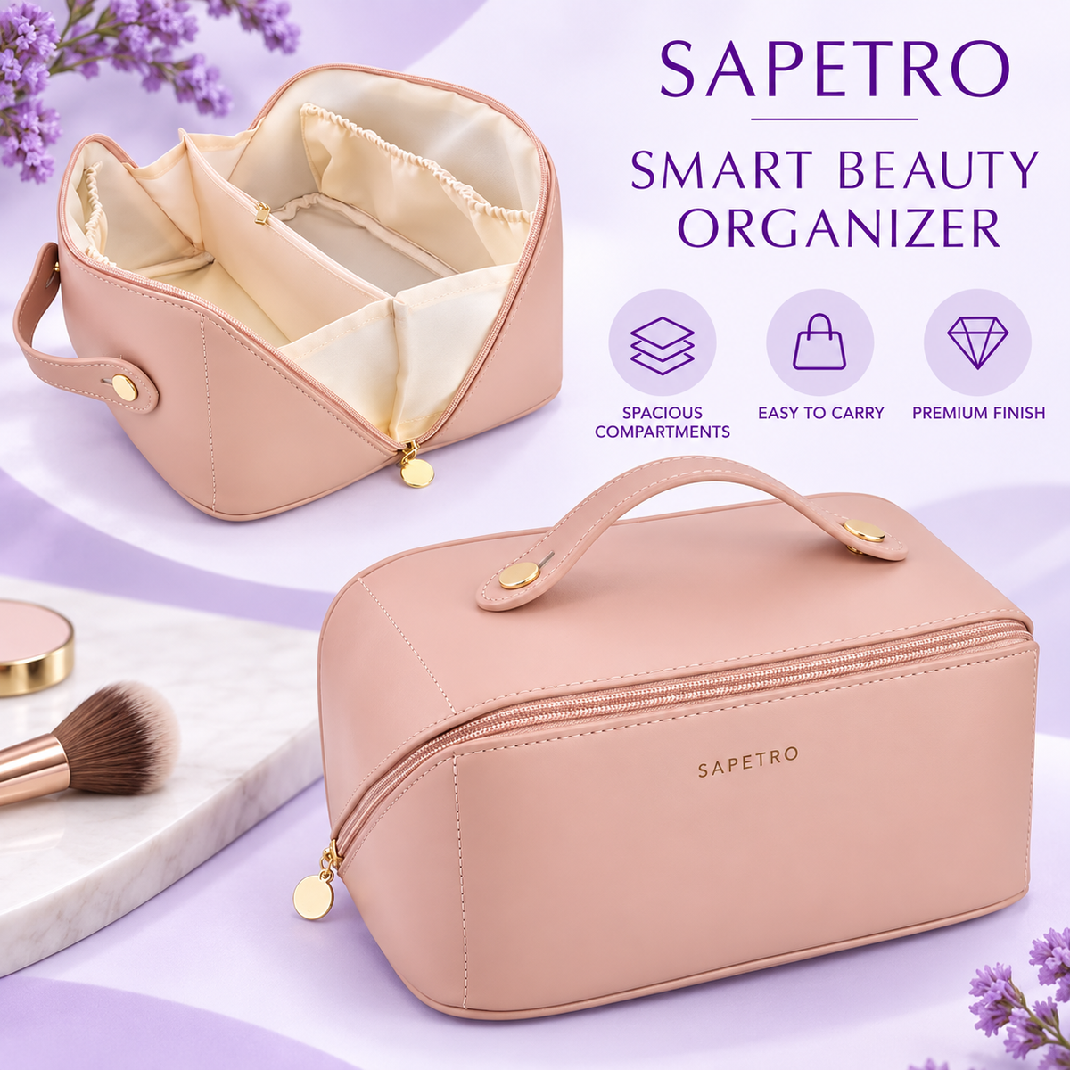 SAPETRO Premium Makeup & Cosmetic Organizer Bag – Buy 1 Get 1 Free