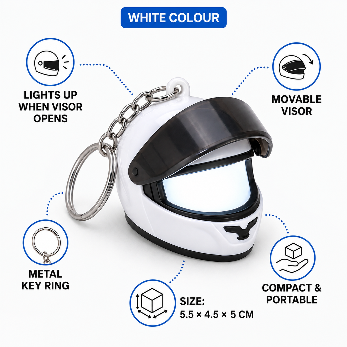 SAPETRO Personalized Smart Light-Up Helmet Keychain With Name