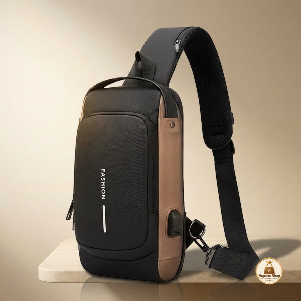 Anti Theft Sling Bag Multi Compartment Travel Water-Resistant Bag Shoulder Chest Bag with USB Coded Lock Outdoor Sports Phone Waist Bag Sling Bag for Men Women