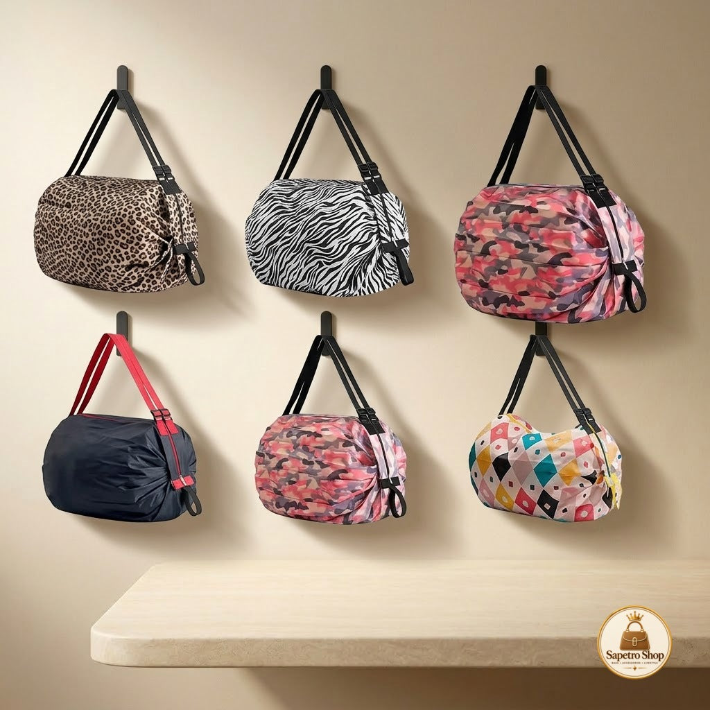 A.B.R.3 Enterprise Foldable Large Capacity Portable Shopping Bag, Reusable Eco-Friendly Grocery Shopping Bag, Sports Travel Shoulder Tote Bag [Multi colour]