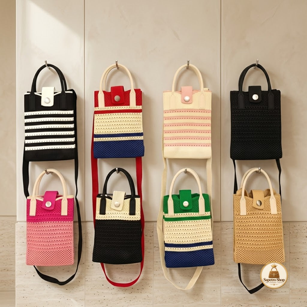 Knitted Mini Crossbody Phone Bag for Women – Lightweight Portable Shoulder Handbag for Travel, Shopping & Daily Use