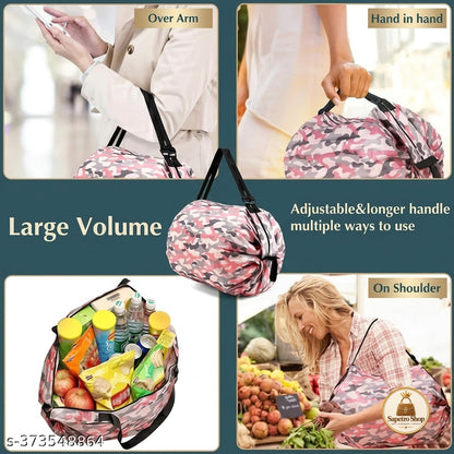 A.B.R.3 Enterprise Foldable Large Capacity Portable Shopping Bag, Reusable Eco-Friendly Grocery Shopping Bag, Sports Travel Shoulder Tote Bag [Multi colour]