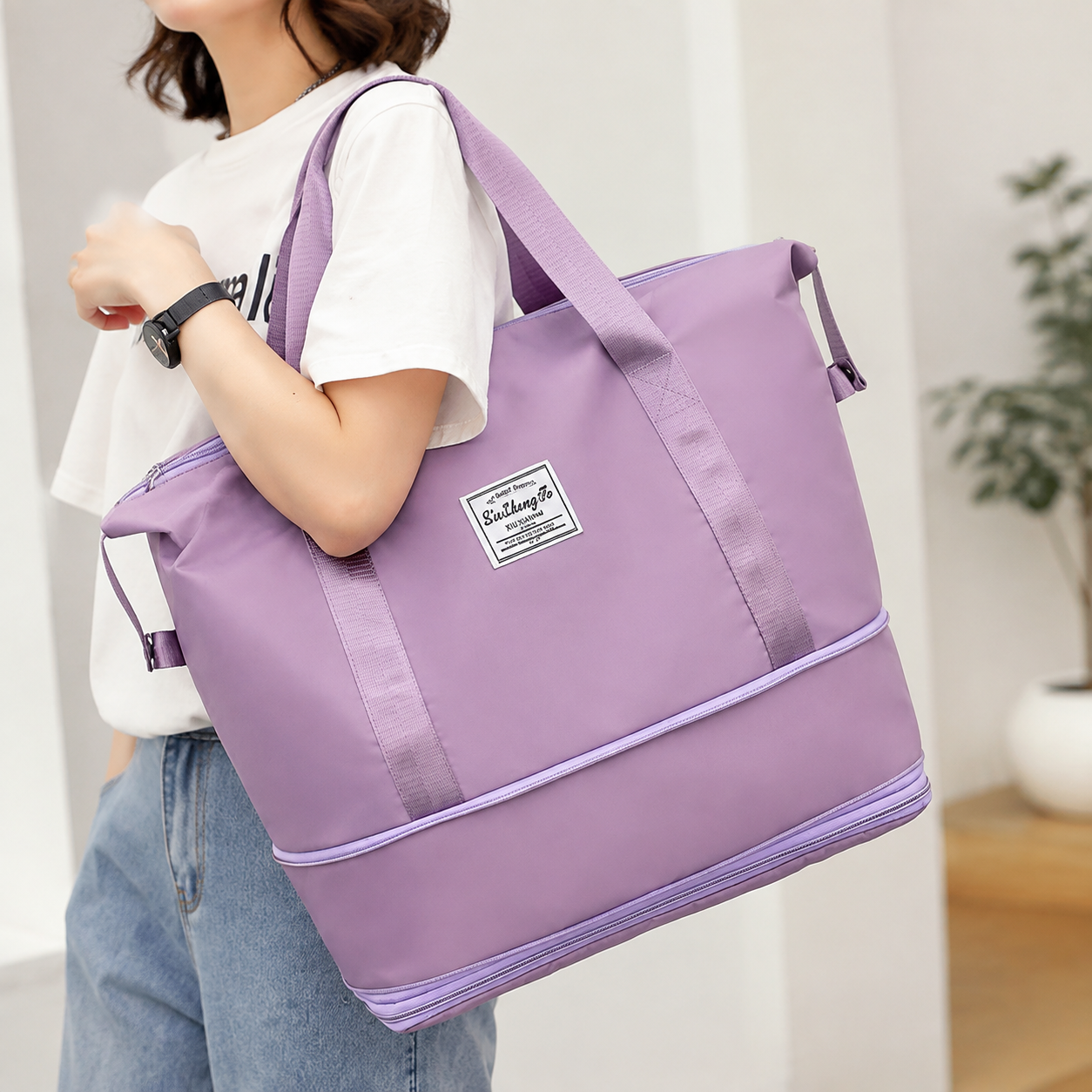 Lavender expandable travel bag