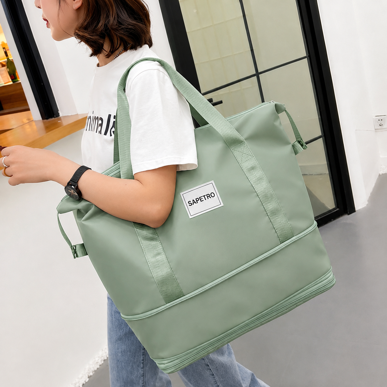 Mint Green foldable travel bag